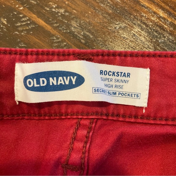 Red Skinny Jeans Button Fly Old Navy Jeggings Size 2 - Picture 4 of 7